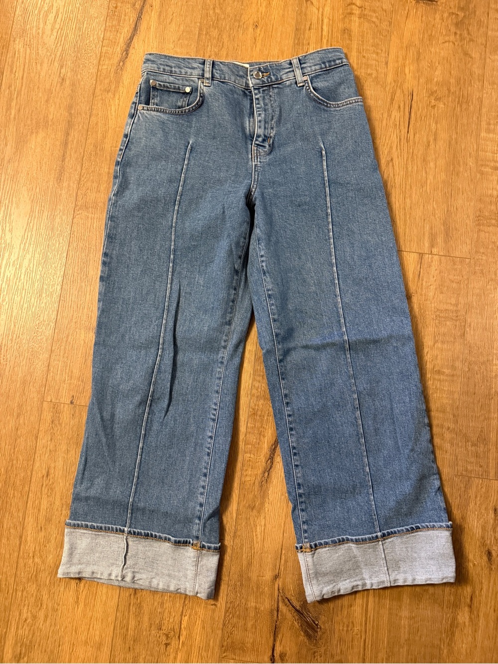 Derek Lam Wide-Leg Jeans with Cuffed Hem